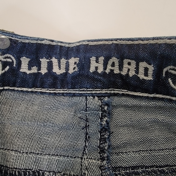 Live Hard Play Hard Thick Stitch Studded Boot Cut Jeans Size 2 - Picture 9 of 16